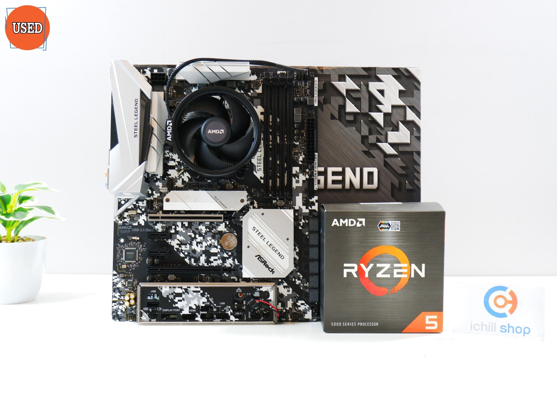 ชุดซีพียูพร้อมเมนบอร์ด CPU : AMD RYZEN 5 5500 + MB : ASROCK B450 STEEL LEGEND DDR4 P14138