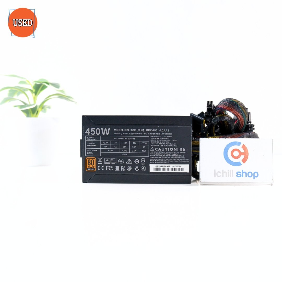 POWER SUPPLY (พาวเวอร์ซัพพลาย) COOLER MASTER MWE BRONZE 450 450W (80 PLUS BRONZE) P17086