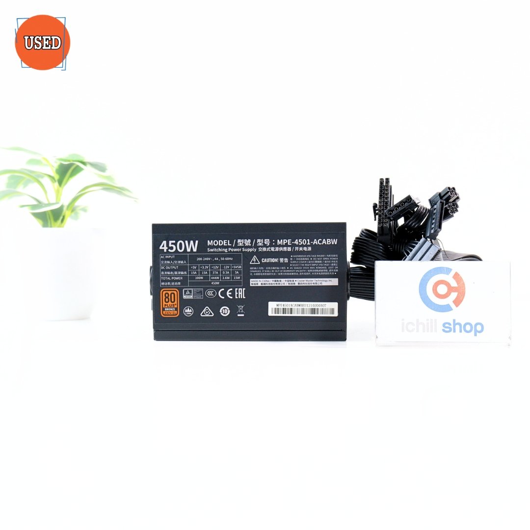 POWER SUPPLY (พาวเวอร์ซัพพลาย) COOLER MASTER MWE BRONZE V2 450 230V 450W (80 PLUS BRONZE) P17087