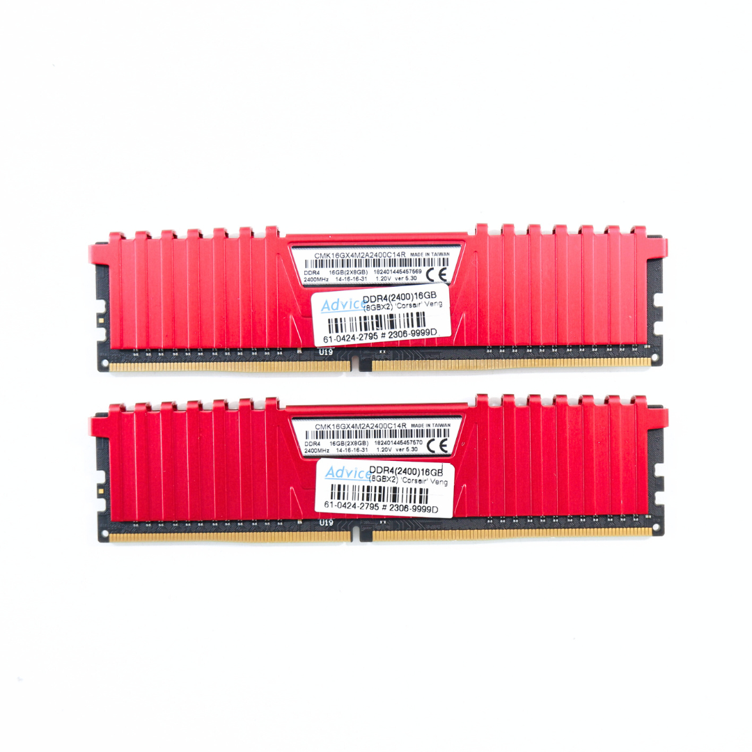 RAM (แรม) CORSAIR VENGEANCE LPX DDR4 16GB (8X2) 2400MHz RED P14041