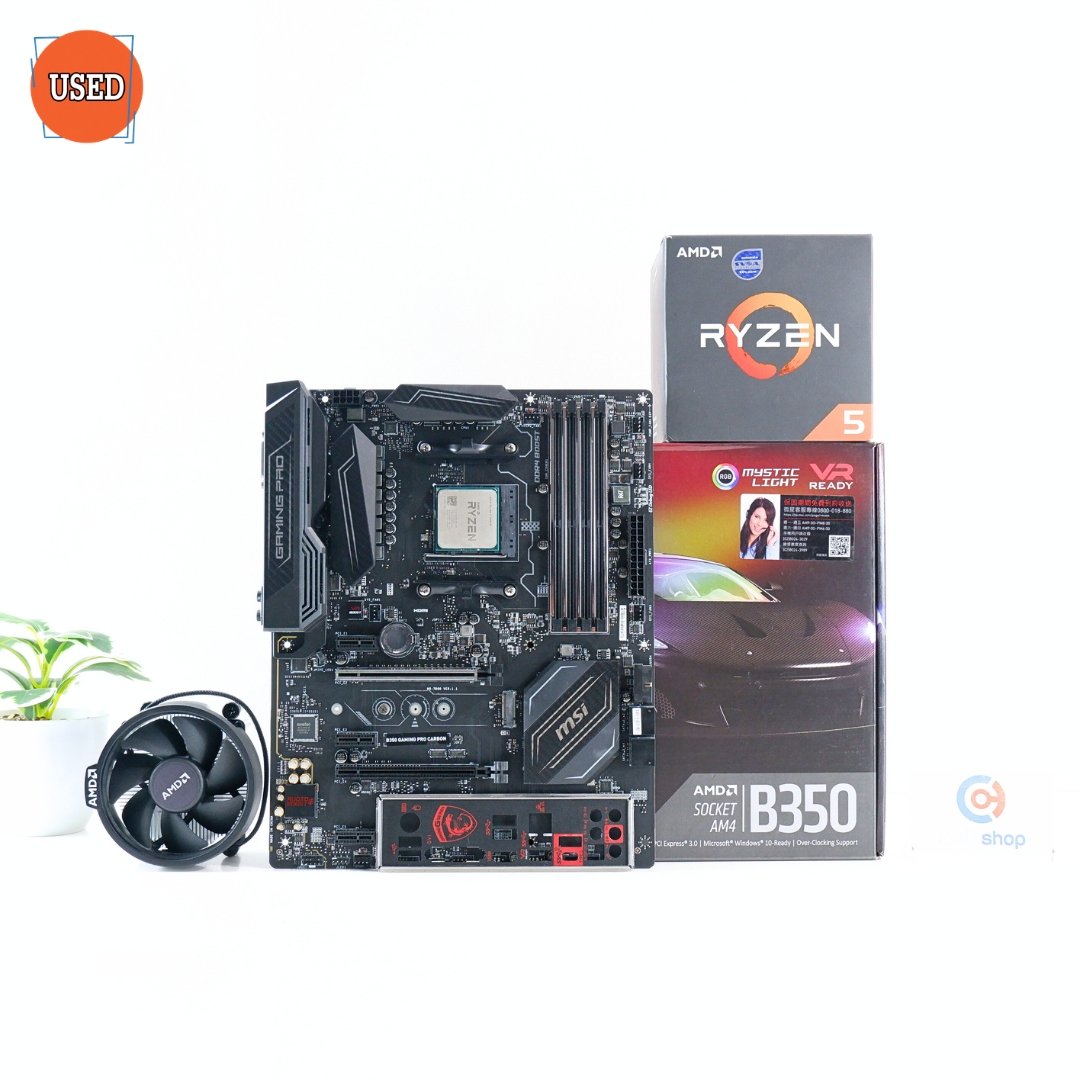 ชุดซีพียูพร้อมเมนบอร์ด CPU: AMD RYZEN 5 2600X + MB: MSI B350 GAMING PRO CARBON P17304