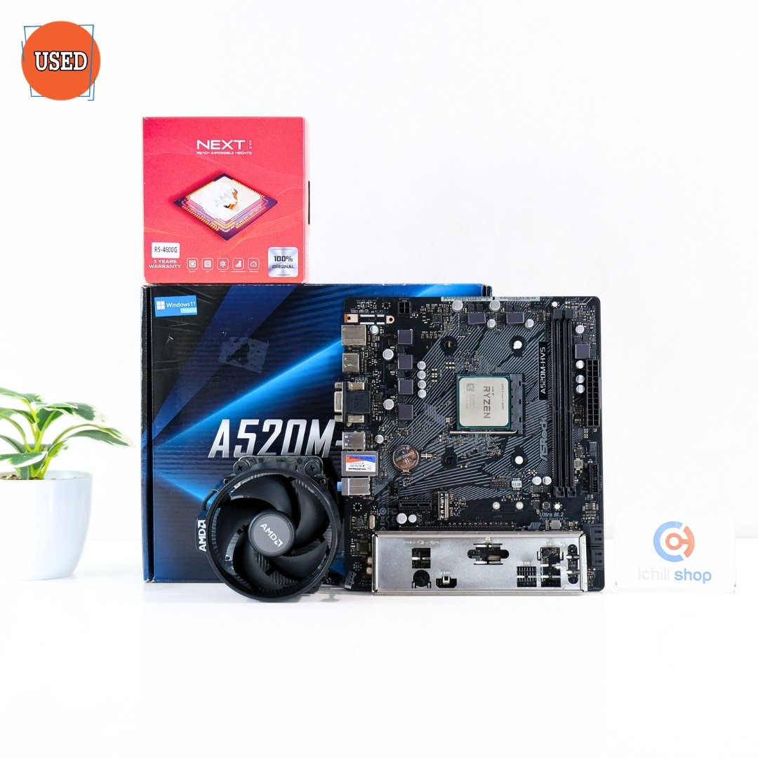 ชุดซีพียูพร้อมเมนบอร์ด CPU: AMD RYZEN 5 4600G + MB: ASROCK A520M-HVS P17274