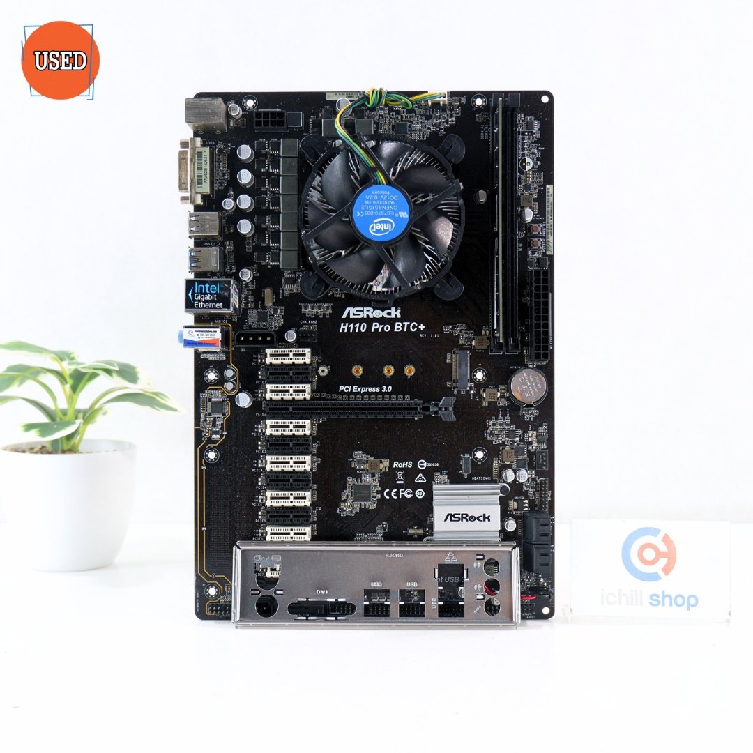 ชุดซีพียูเมนบอร์ดแรม CPU: INTEL CORE I3-6100 + MB: ASROCK H110 PRO BTC+ + RAM APACER DDR4 4GB 2400MHz P11984