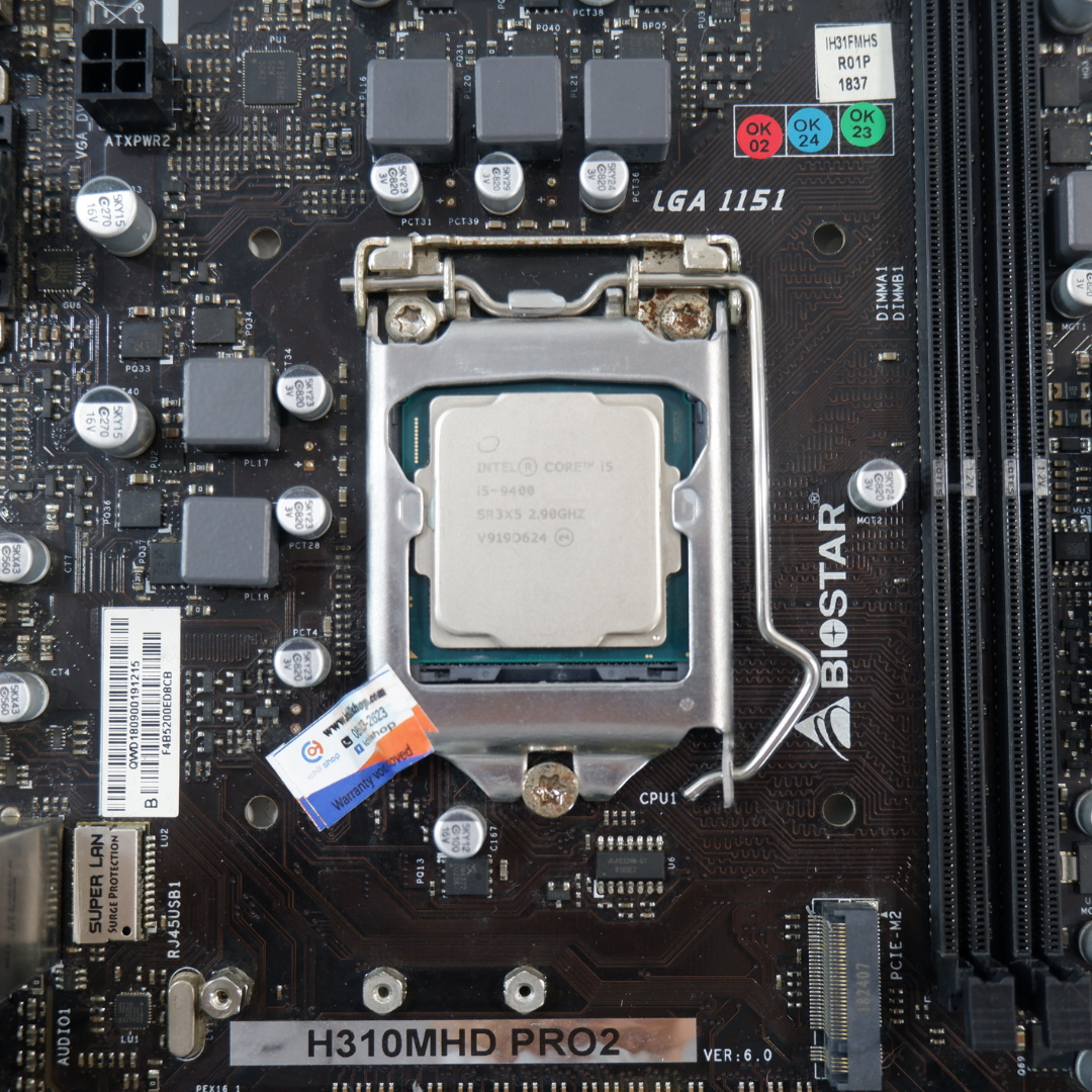 ชุดซีพียูพร้อมเมนบอร์ด CPU: INTEL CORE I5-9400 + MB: BIOSTAR H310MHD ...