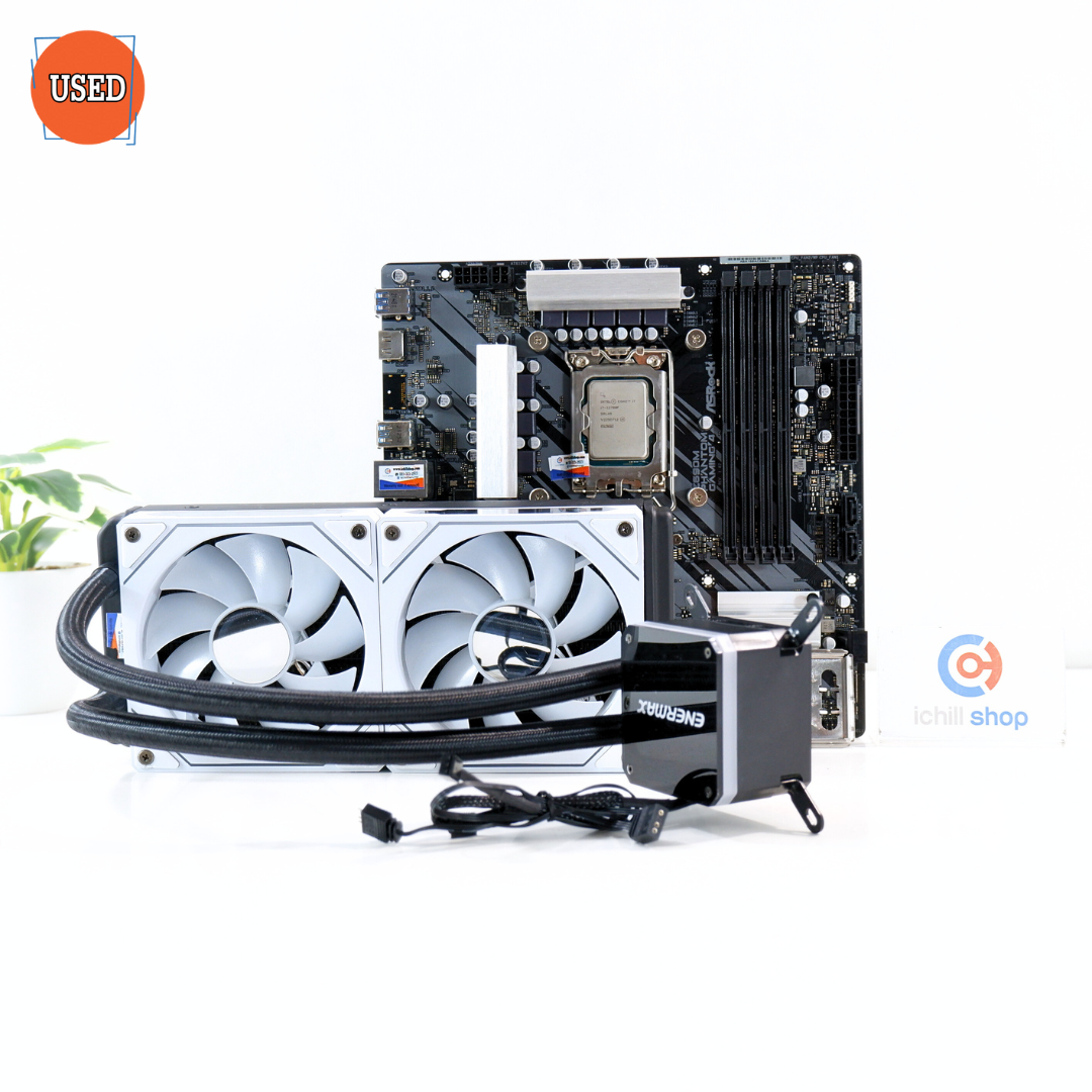 ชุดซีพียูเมนบอร์ดพร้อมชุดน้ำ CPU: I7-12700F+MB: ASROCK Z690M PHANTOM GAMING 4+LC: ENERMAX 240MM RGB P16571