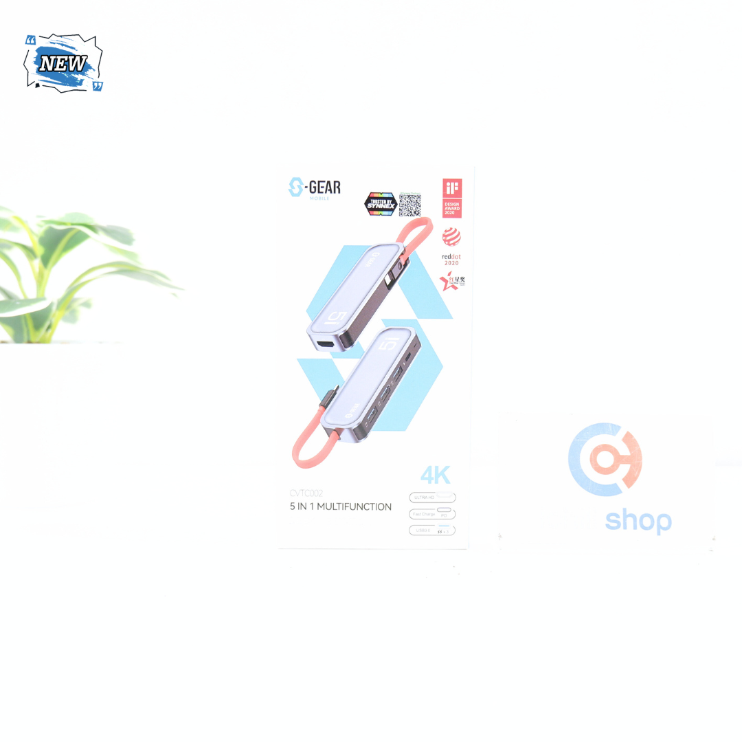ADAPTER CONVERTER (อุปกรณ์แปลงสัญญาณ) S-GEAR 5IN1 1PD 3USB-A 1HDMI MULTIFUNCTION DOCKING STATION (ของใหม่) P16781