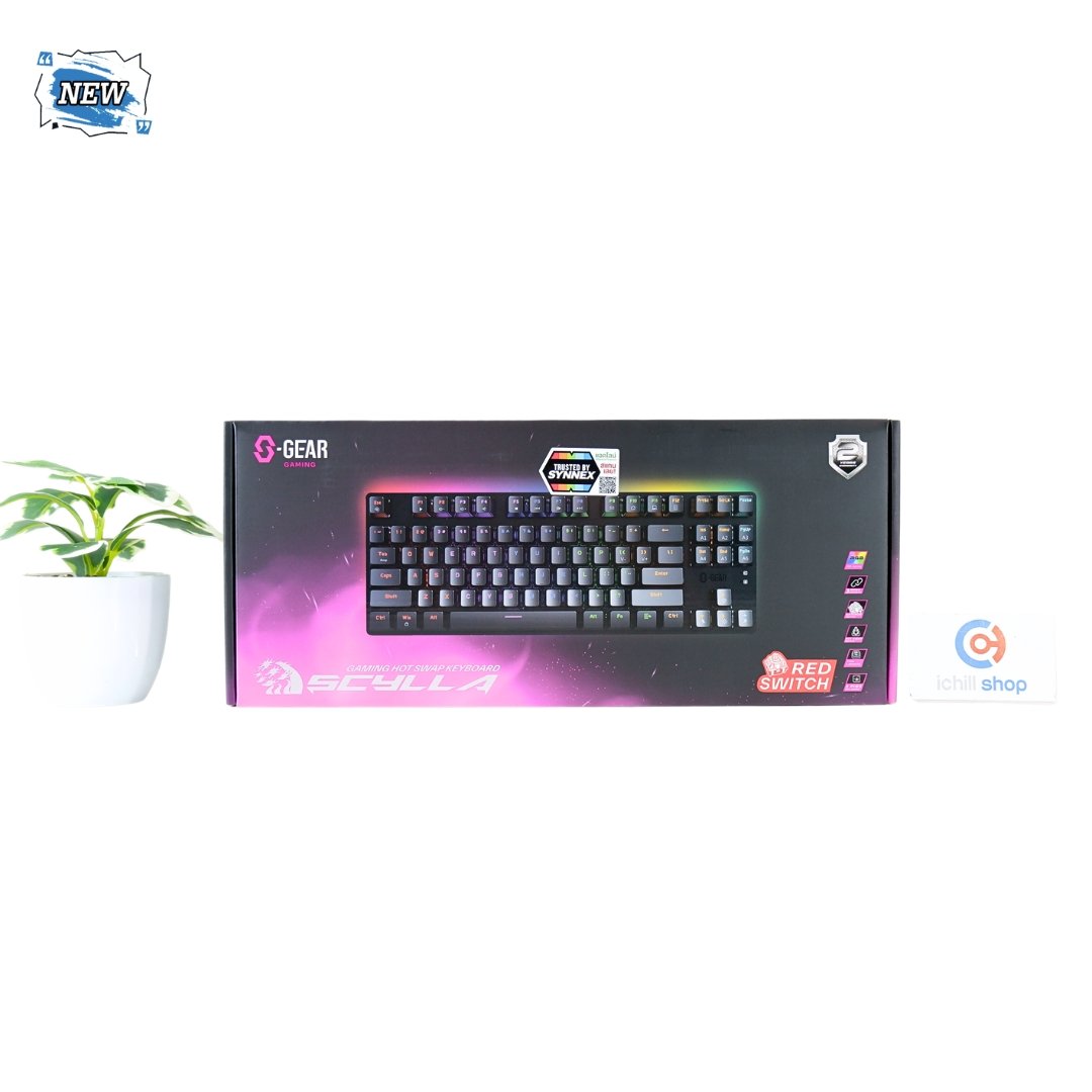 WIRELESS KEYBOARD (คีย์บอร์ดไร้สาย) S-GEAR SCYLLA RGB LED (BLACK) (GATERON RED SWITCH) (ของใหม่) P17334