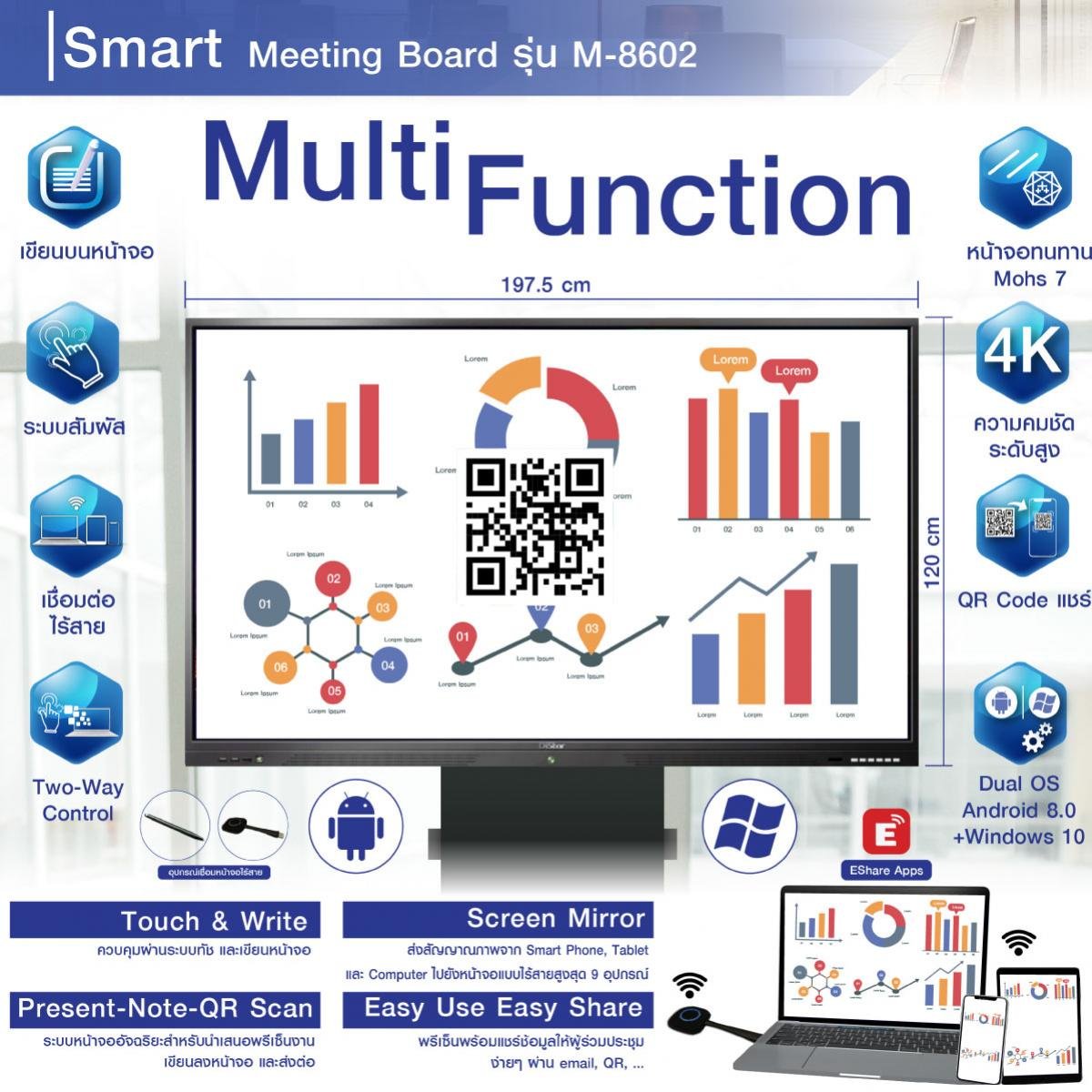 86" Smart Meeting Board รุ่น M-8602 86" Smart Meeting Board รุ่น M-8602