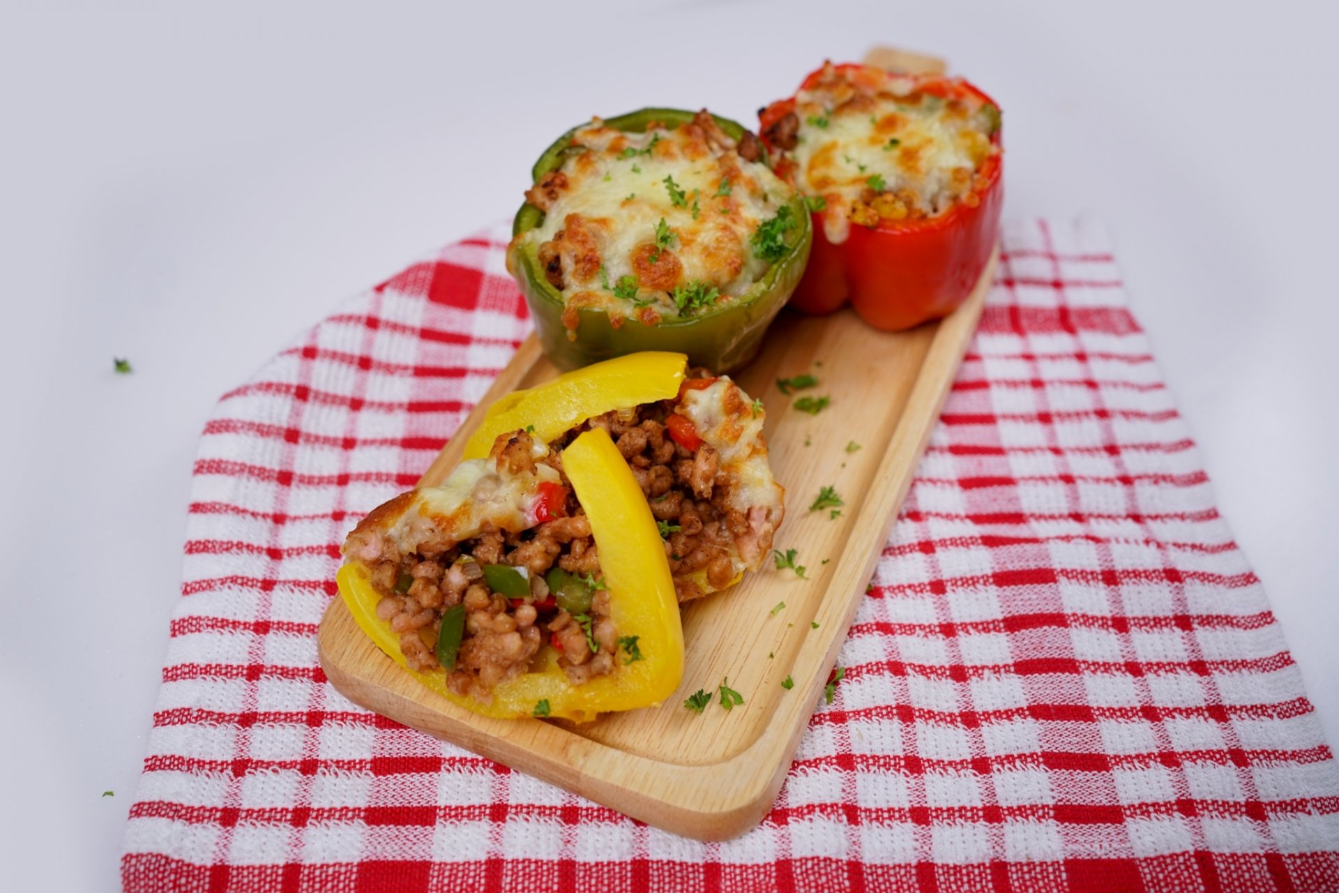 Plant Based Protein Mince baked Sweet Peppers