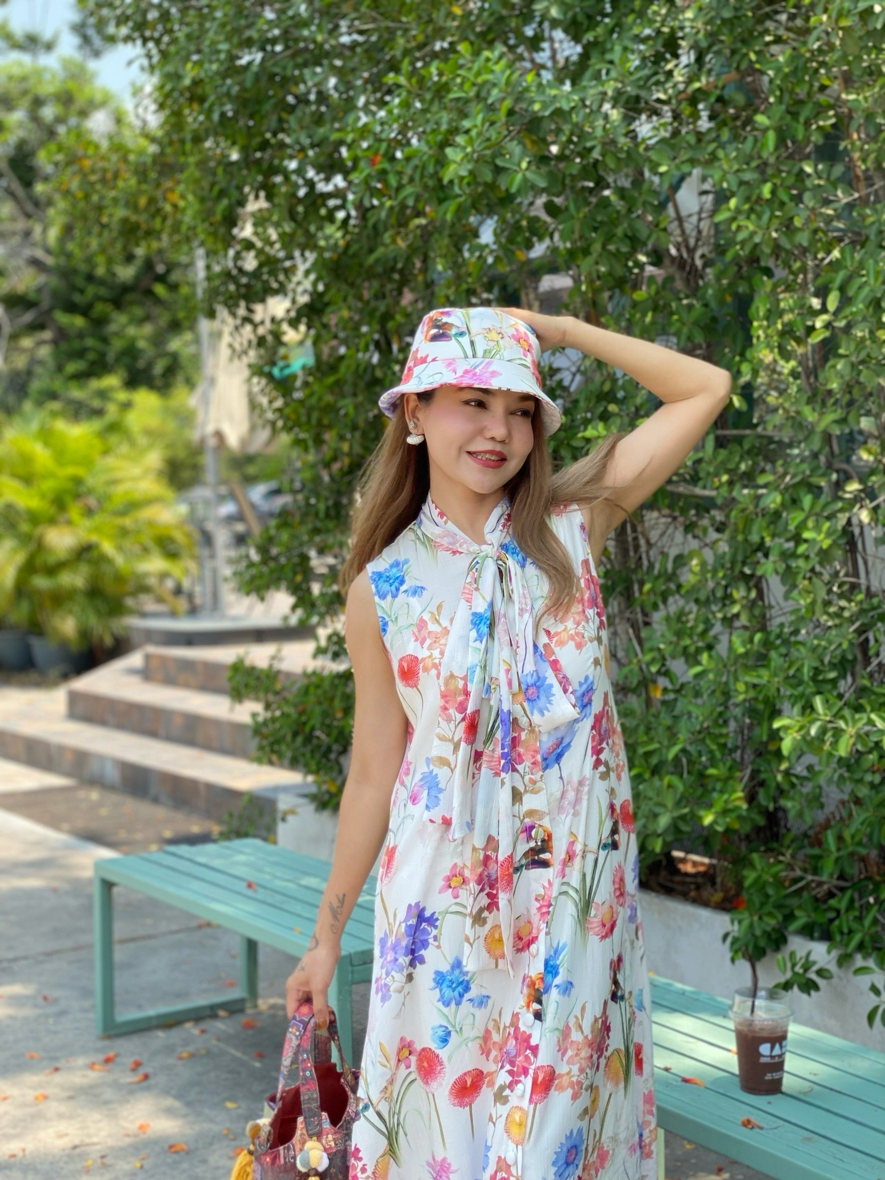 Summer Maxi Dress x Bucket Hat - benela-fashionmaker