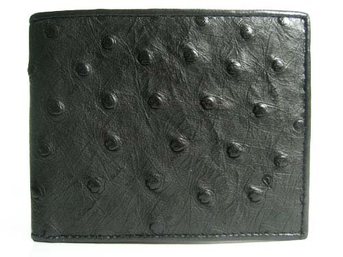 Genuine Ostrich Leather Wallet in Black Ostrich Skin  #OSM604W