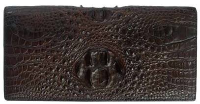 Ladies Crocodile Leather Passport Wallet in Dark Brown Crocodile Skin  #CRW459W-09