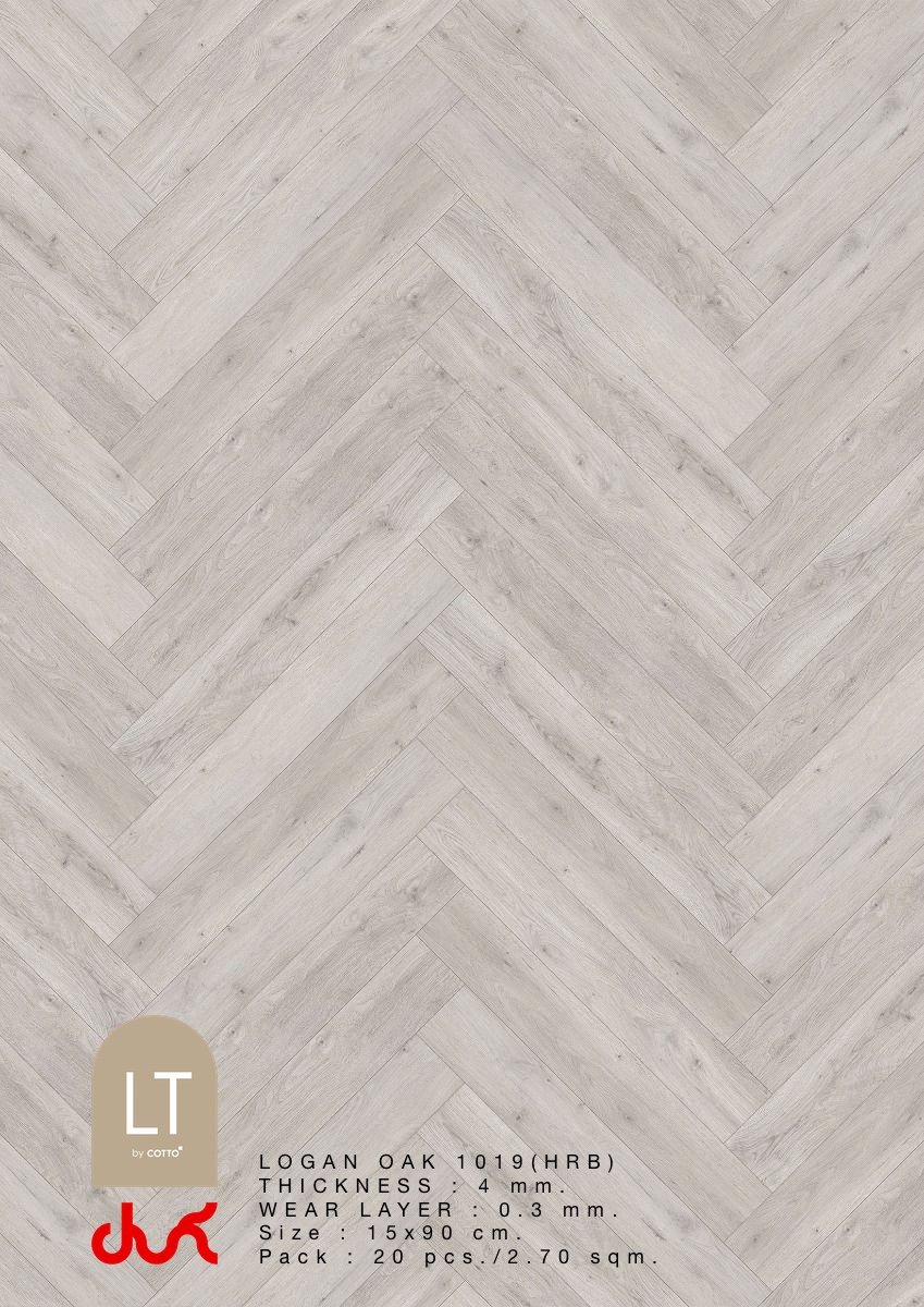 1019 กระเบื้องยาง SPC ลายก้างปลา LOGAN OAK 1019 HRB LT by COTTO