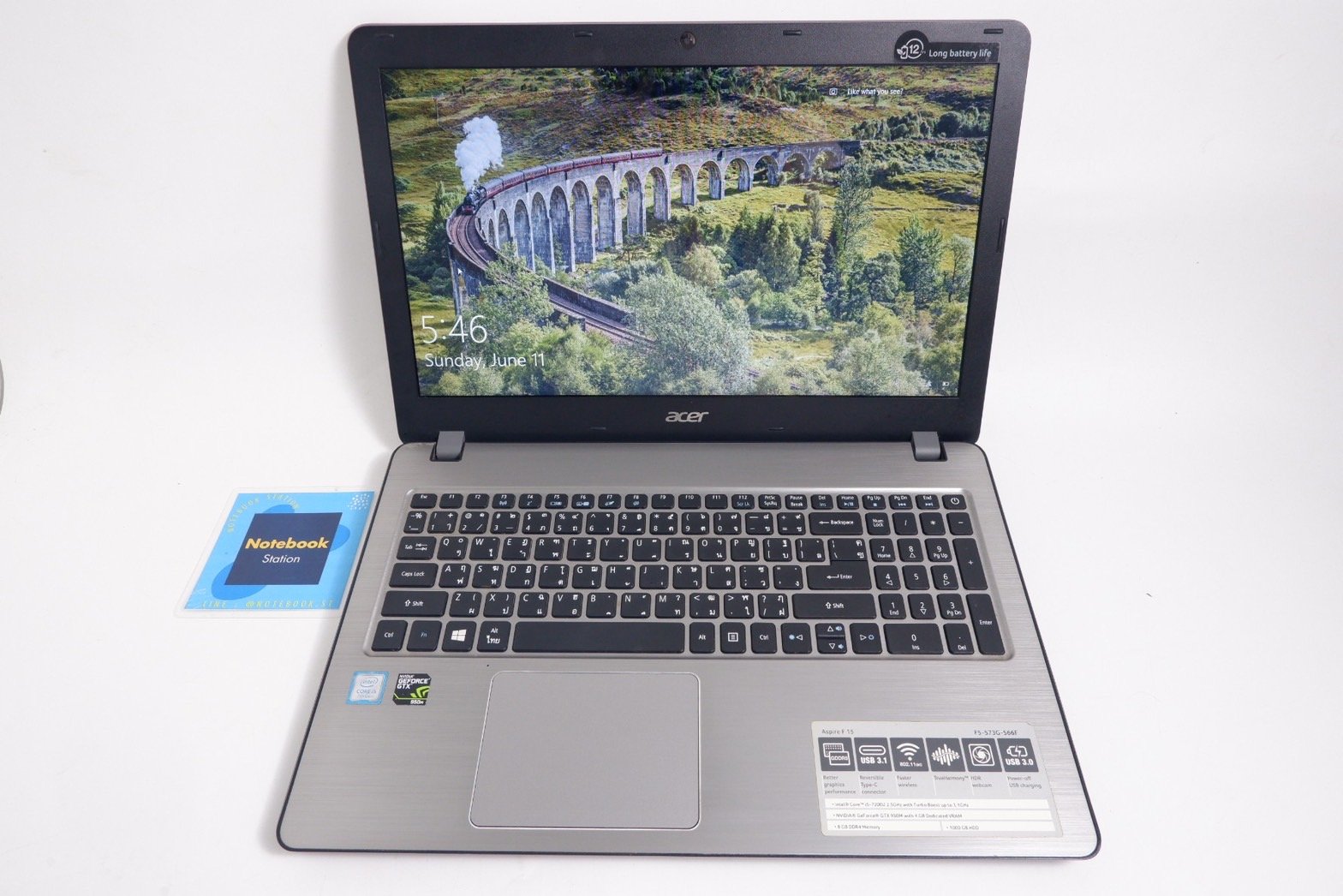 Acer i5-7200 ram8 GTX950M(4GB) hdd1tb จอ15.6 **แบตเก็บไฟได้30นาที ขายถูกเพียง5900.-