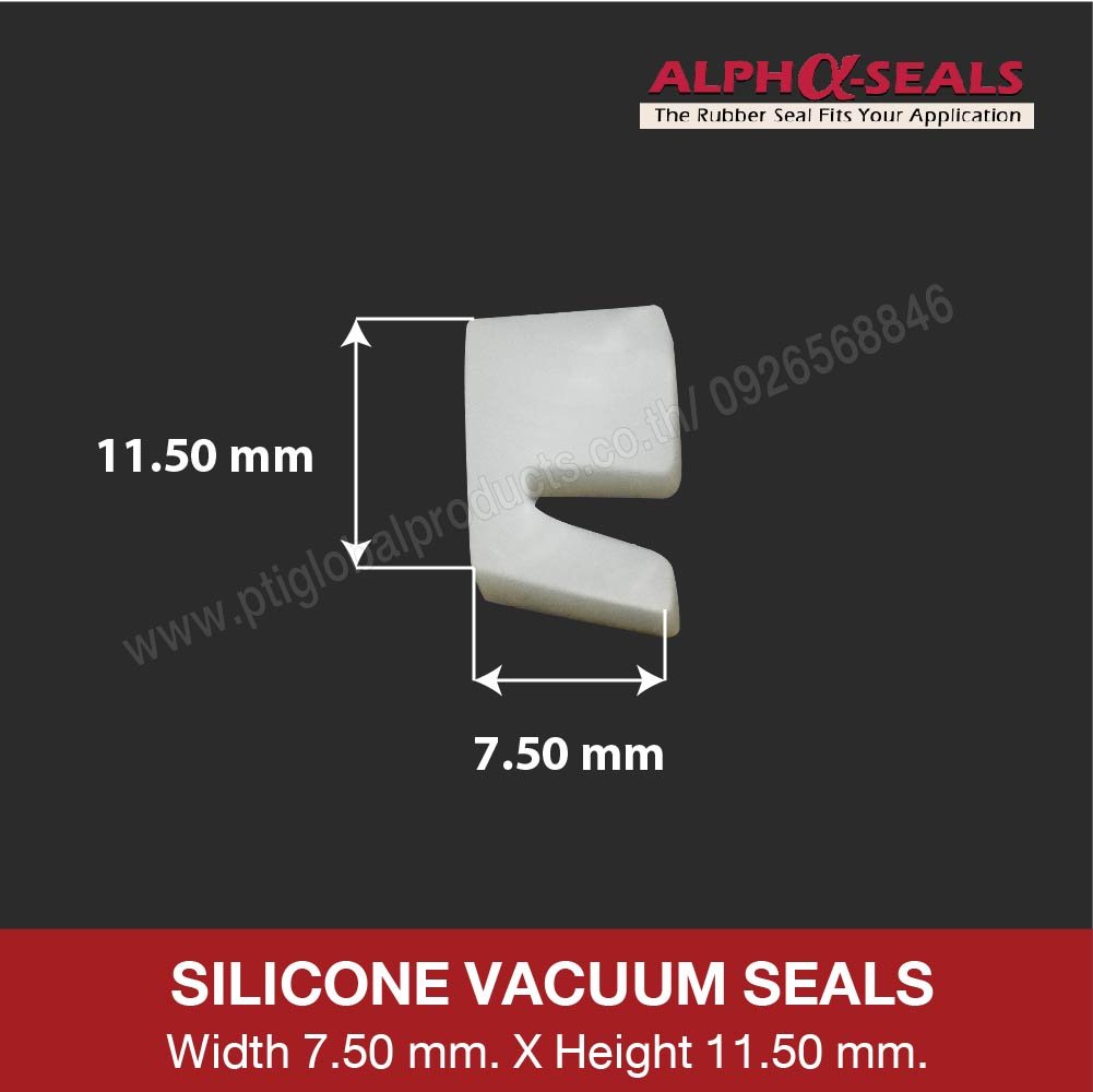 Silicone Extrusion Vacuum Seals SIZE: W.7.50 X H.11.50 mm. 