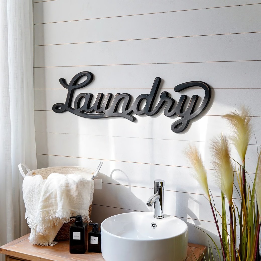 Laundry Wood Cutout Script Sign - shoppersshelter-shop