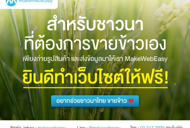 MAKEWEBEASY รับทำเว็บให้ฟรี! แก่ชาวนาที่ต้องการขายข้าวผ่านระบบออนไลน์