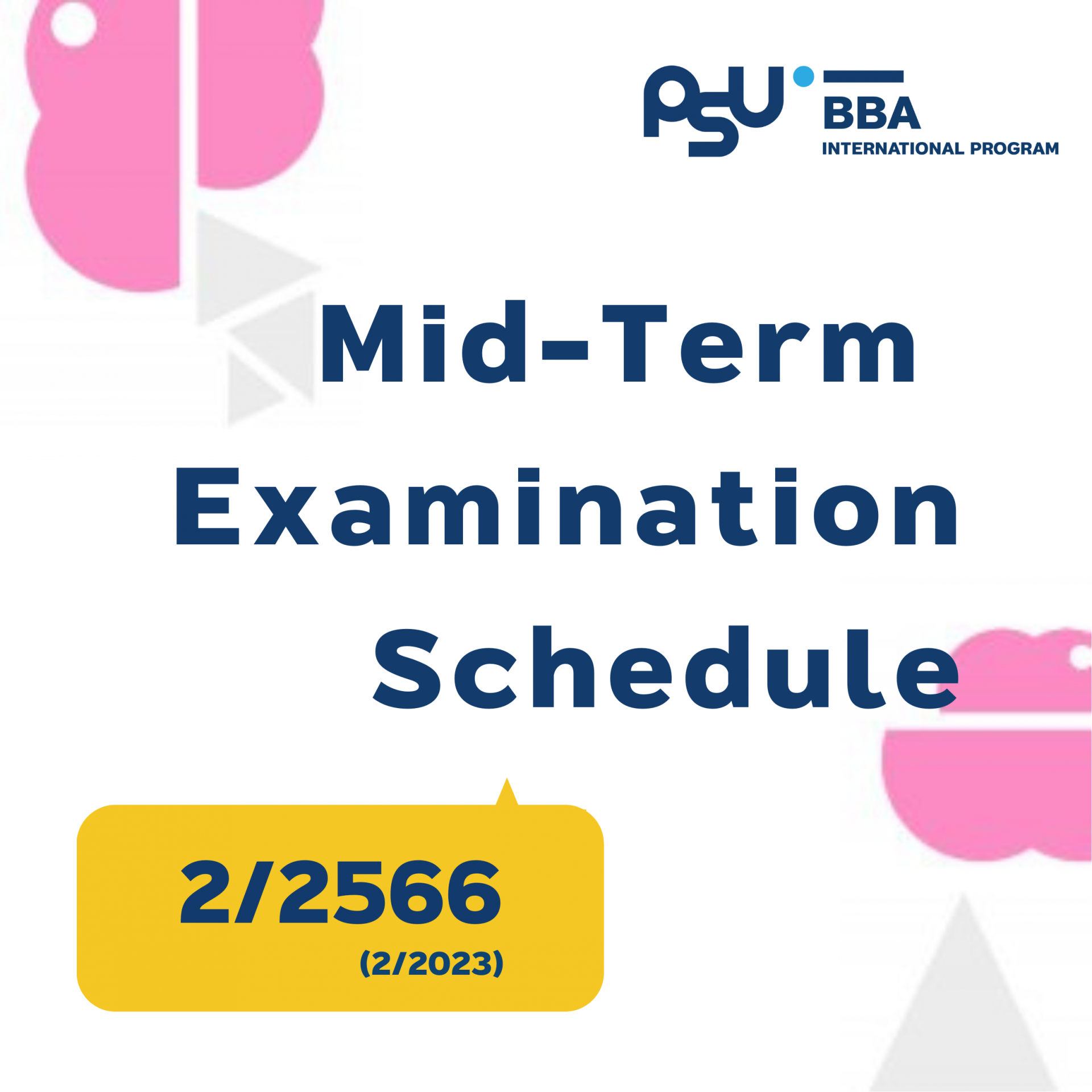 Midterm Examination Schedule 2/2566 (2/2023)