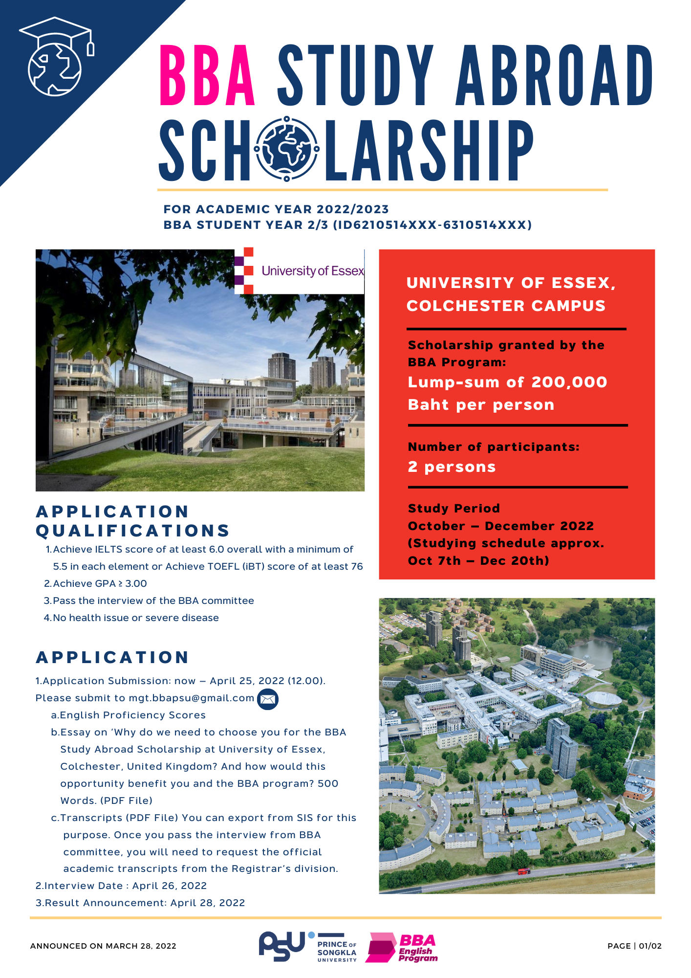 BBA Study Abroad Scholarship 2022/2023