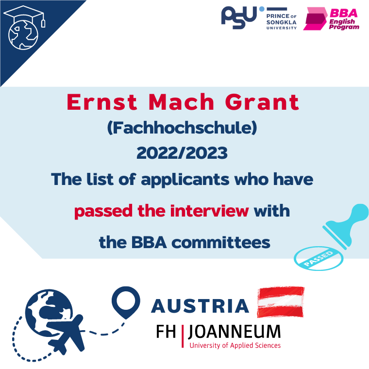 Ernst Mach: the list of applicants who have passed the interview with the BBA committees Ernst Mach: the list of applicants who have passed the interview with the BBA committees