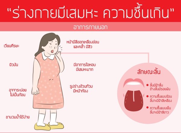 เมื่อร่างกายมีเสมหะและความชื้นสะสมมากเกินไป เมื่อร่างกายมีเสมหะและความชื้นสะสมมากเกินไป