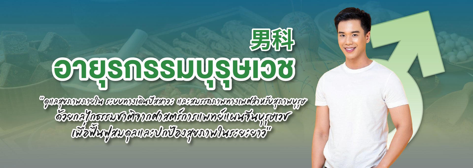 แบนเนอร์ อายุรกรรมบุรุษเวช - การแพทย์แผนจีนหัวเฉียว