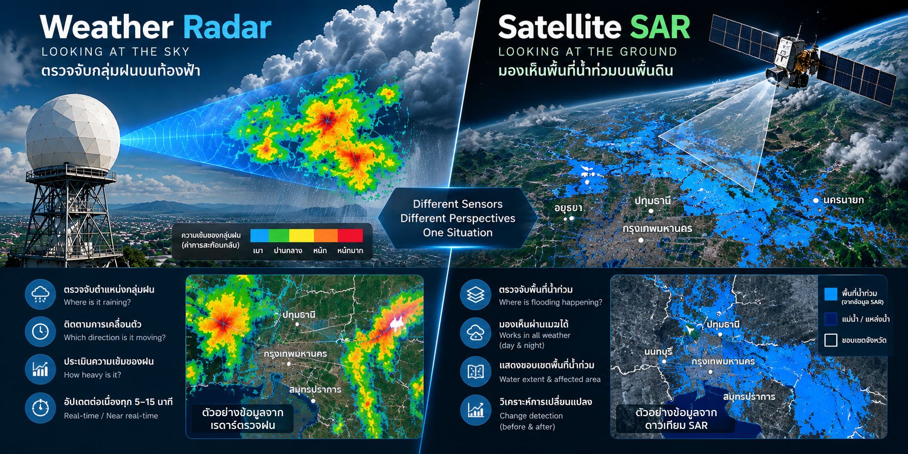 เปรียบเทียบ Weather Radar กับ Satellite SAR