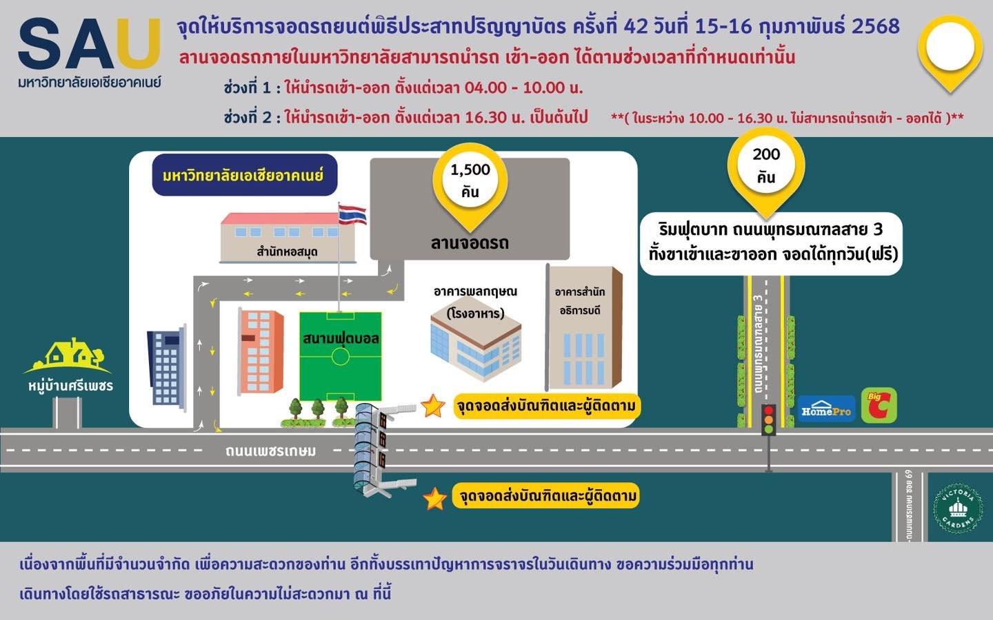 จุดจอดรถงานพิธีประสาทปริญญาบัตร ครั้งที่ 42 จุดจอดรถงานพิธีประสาทปริญญาบัตร ครั้งที่ 42