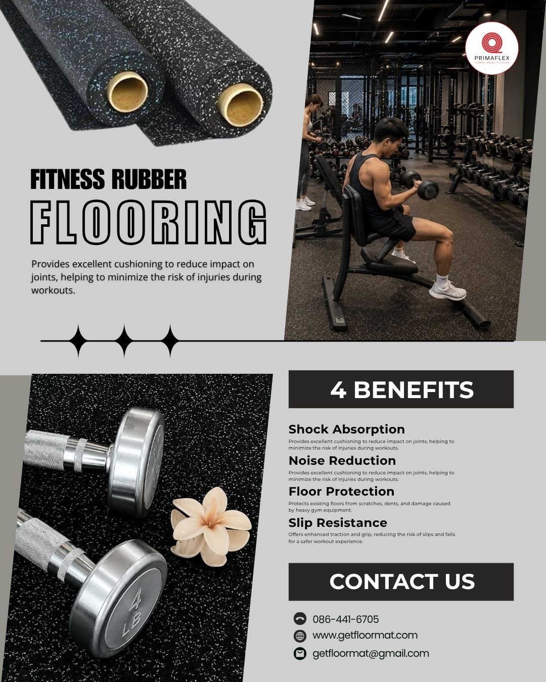 4 ข้อดี ยางปูพื้นกันลื่นฟิตเนส จาก GETFLOORMAT ตัวช่วยเพิ่มความปลอดภัยและยกระดับพื้นที่ออกกำลังกาย