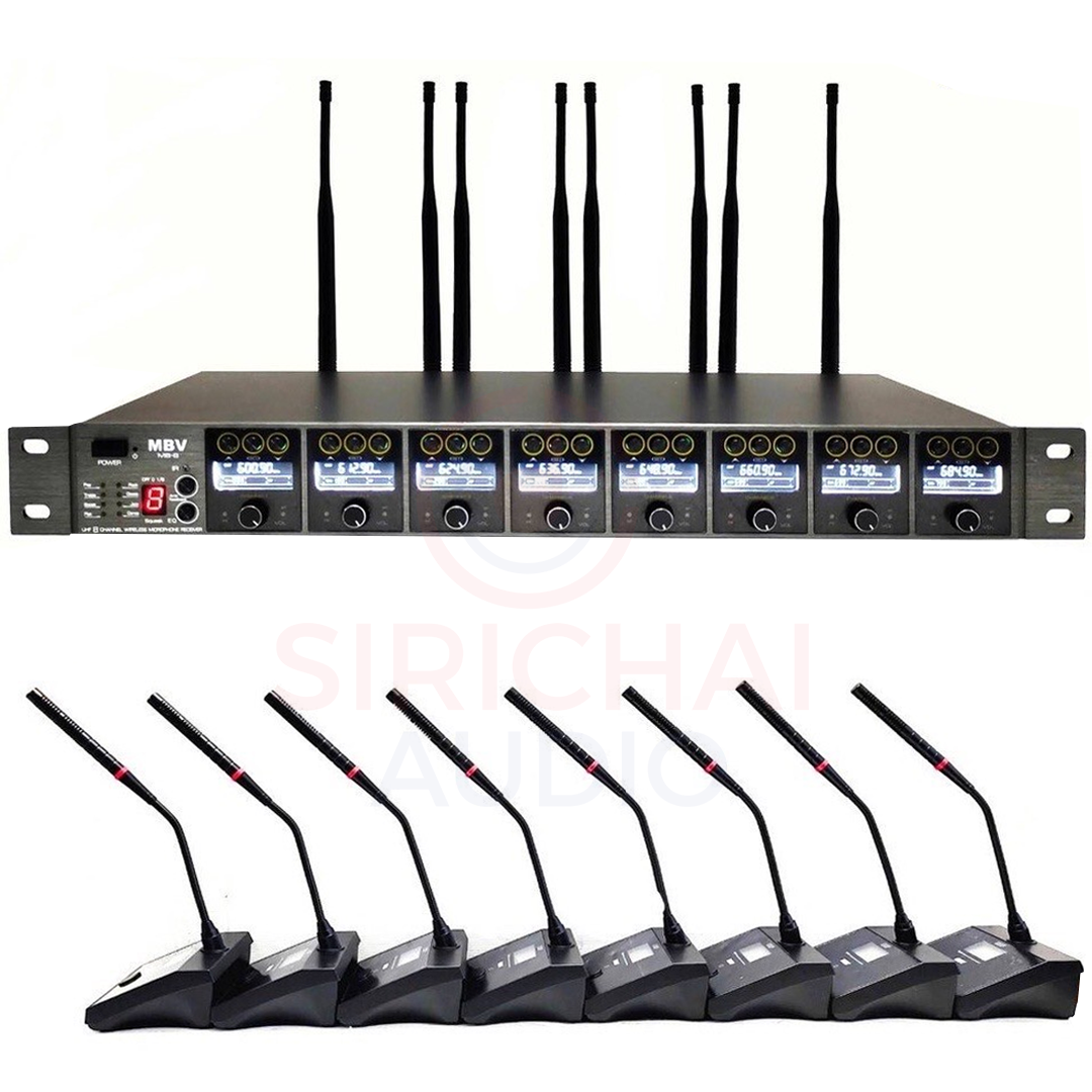 Mb8 Microphone ไมค์ประชุมไร้สาย8ตัว MBV รุ่น MB8