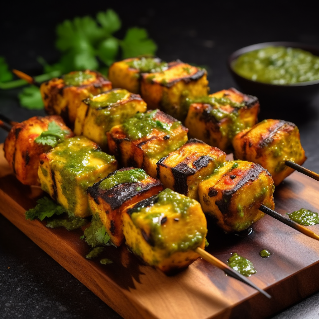 Paneer Tikka - indian cottage cheese marinated grilled