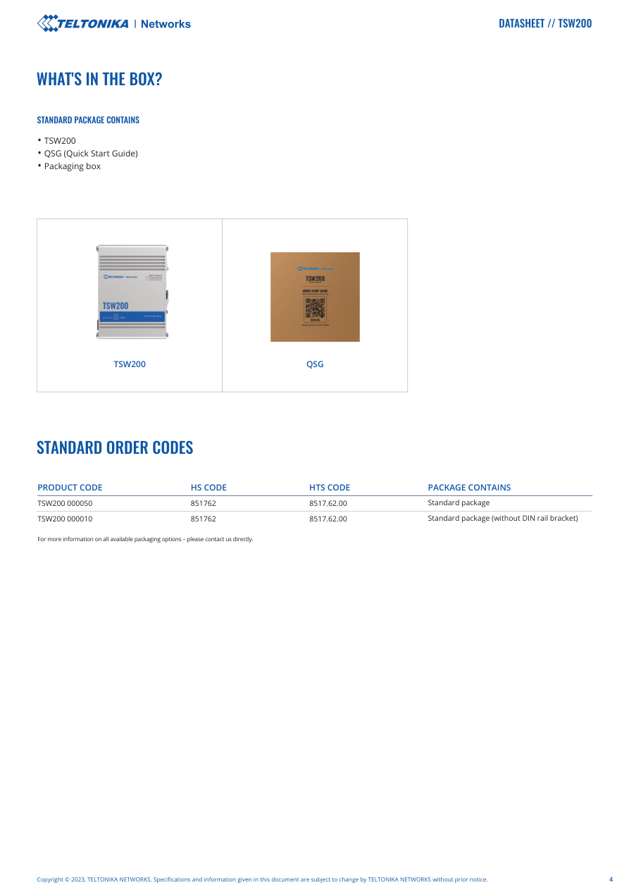 TSW200 specification page 4