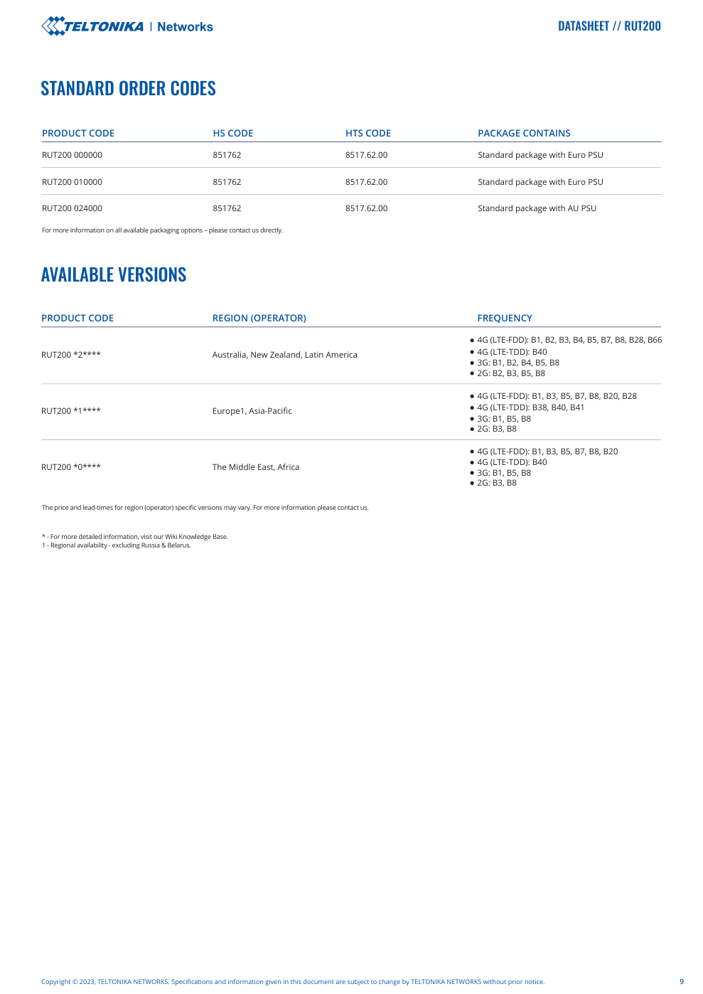 RUT200 Data Sheet หน้า 9