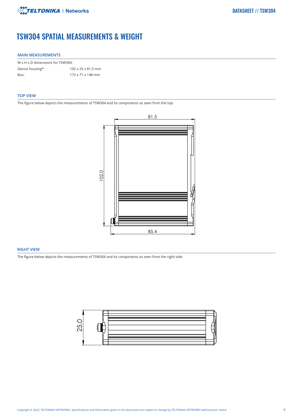 TSW304 Data Sheet หน้า 5