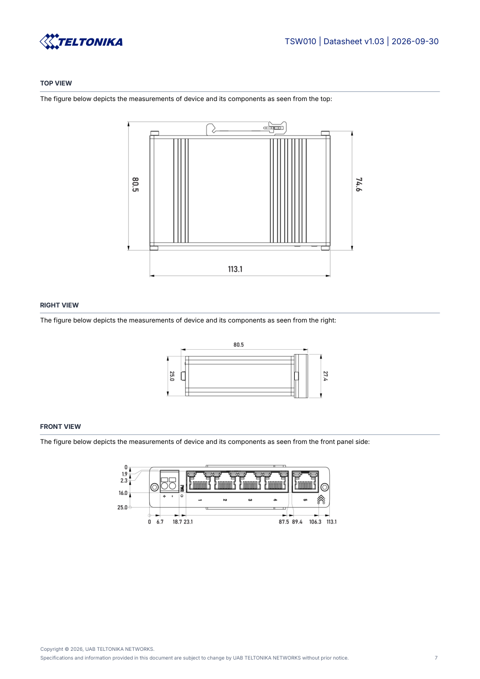 TSW010 Data Sheet หน้า 7