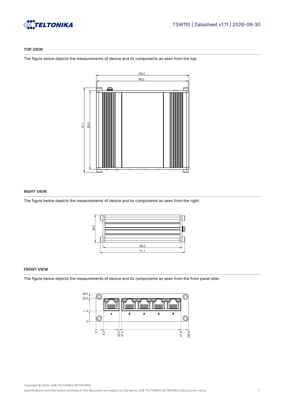 TSW110 Data Sheet หน้า 7