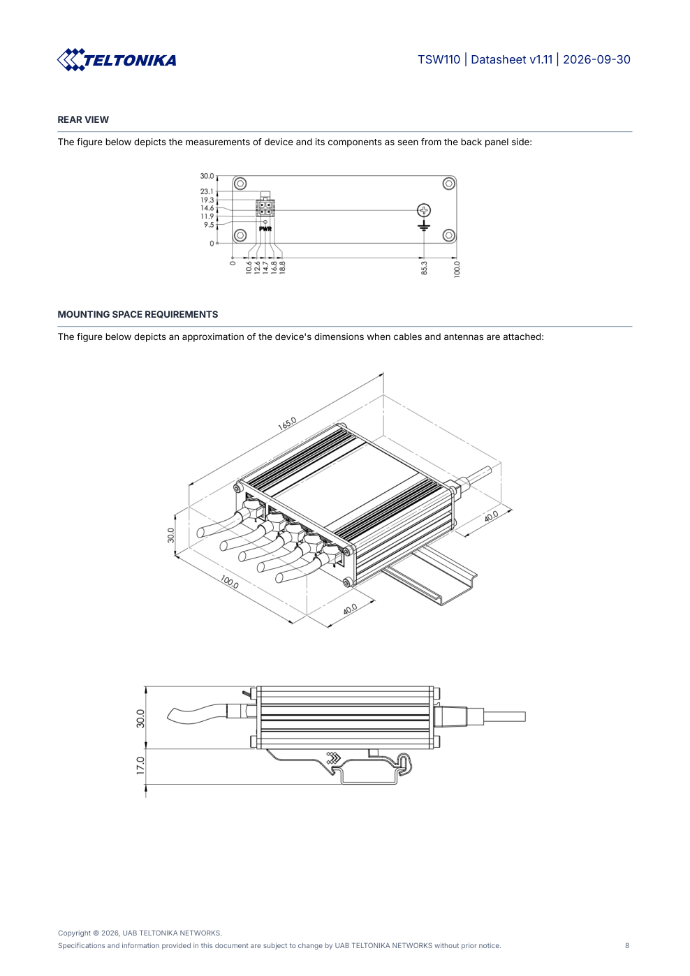 TSW110 Data Sheet หน้า 8