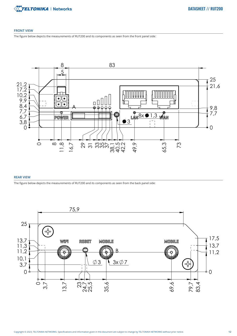 RUT200 Data Sheet หน้า 12