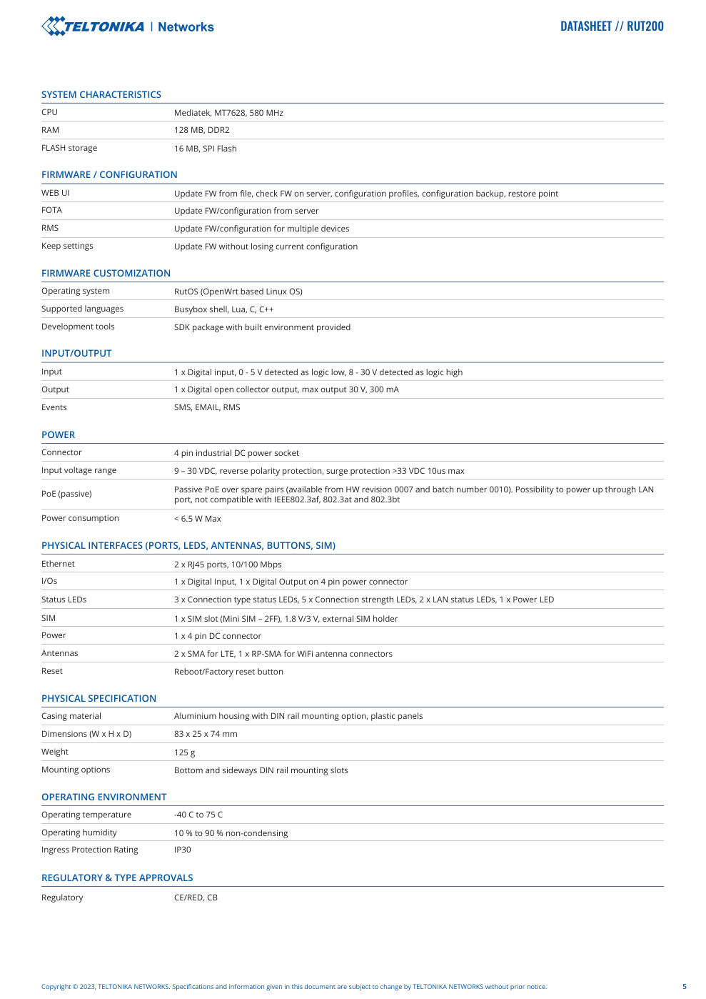 RUT200 Data Sheet หน้า 5