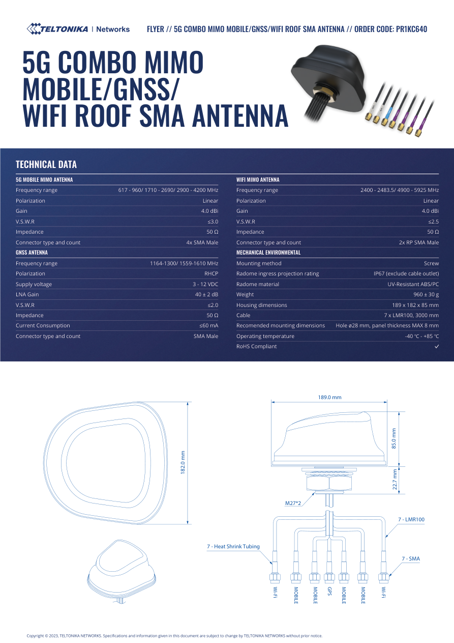 PR1KC640 specification page 1