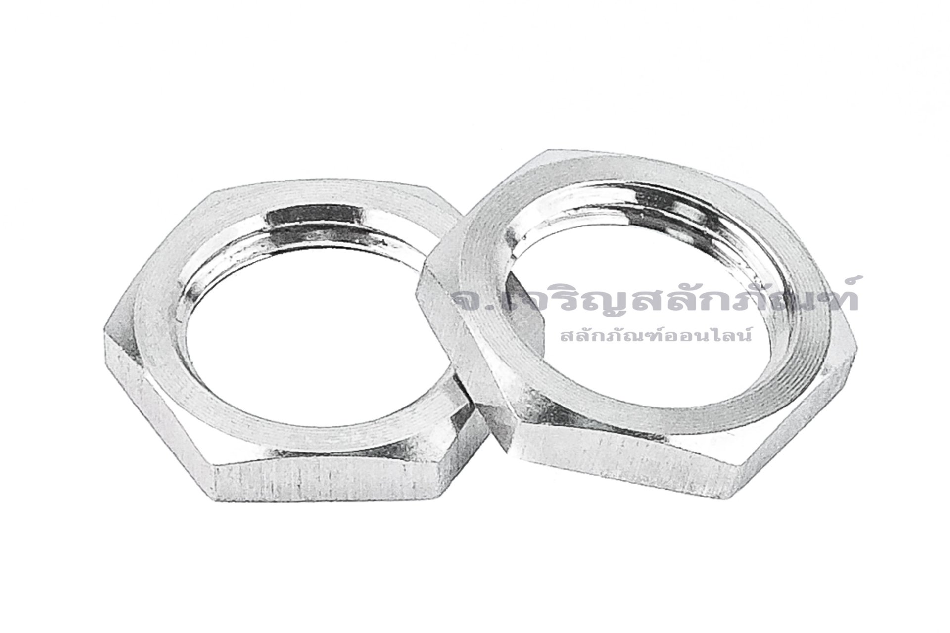 หัวน็อตสแตนเลสเกลียวท่อแป๊ป-เกลียวประปา ขนาด 1/4" เกลียว 19 (BSPT) (หัวน็อตเบอร์ 17) รุ่นหัวบาง 3 mm