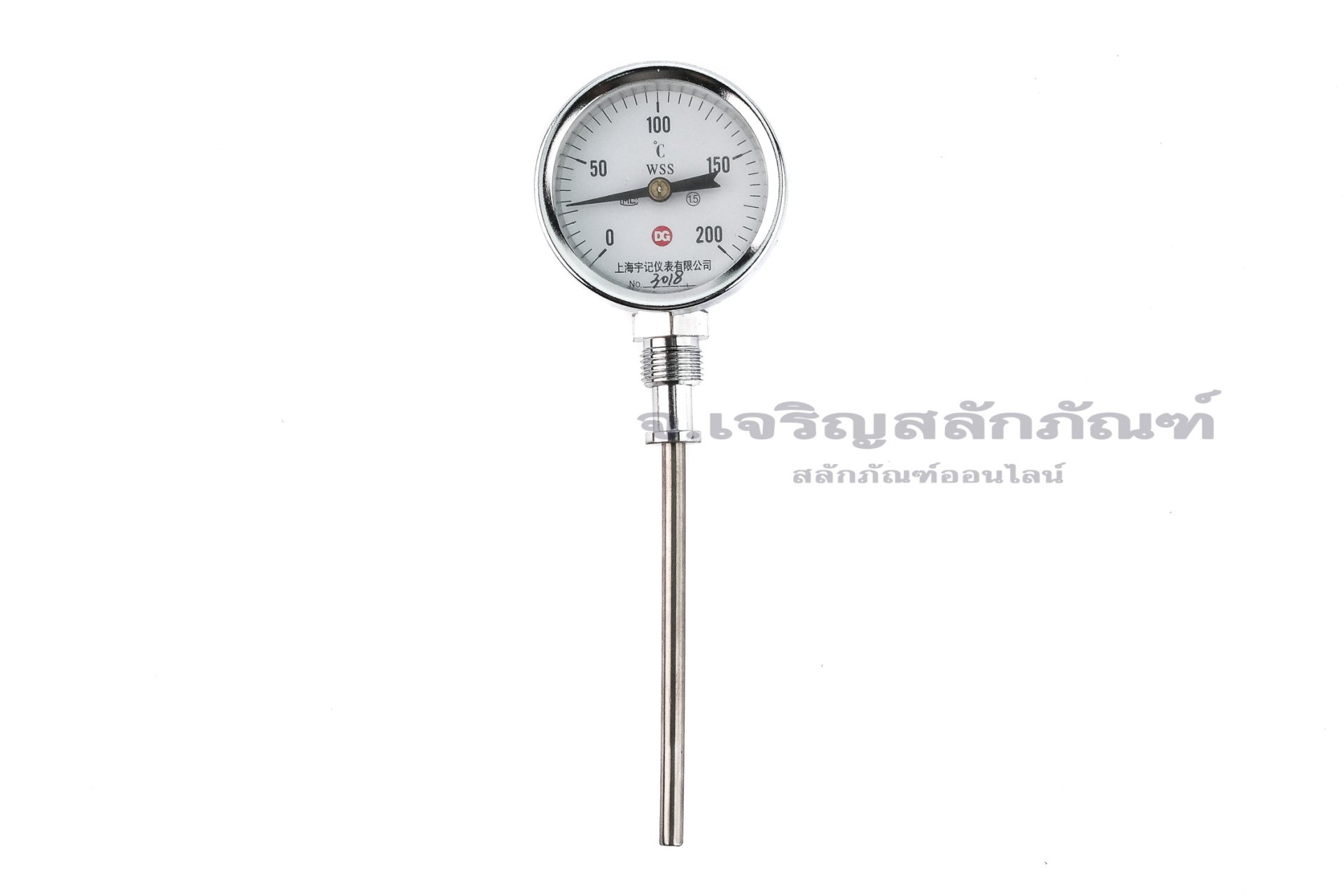 เกจ์วัดอุณหภูมิ เทอร์โมมิเตอร์ (Thermometer Bimetal) หน้าปัดขนาด 60 mm ความยาวเหล็กวัด 100 mm วัดอุณหภูมิ 0-200°