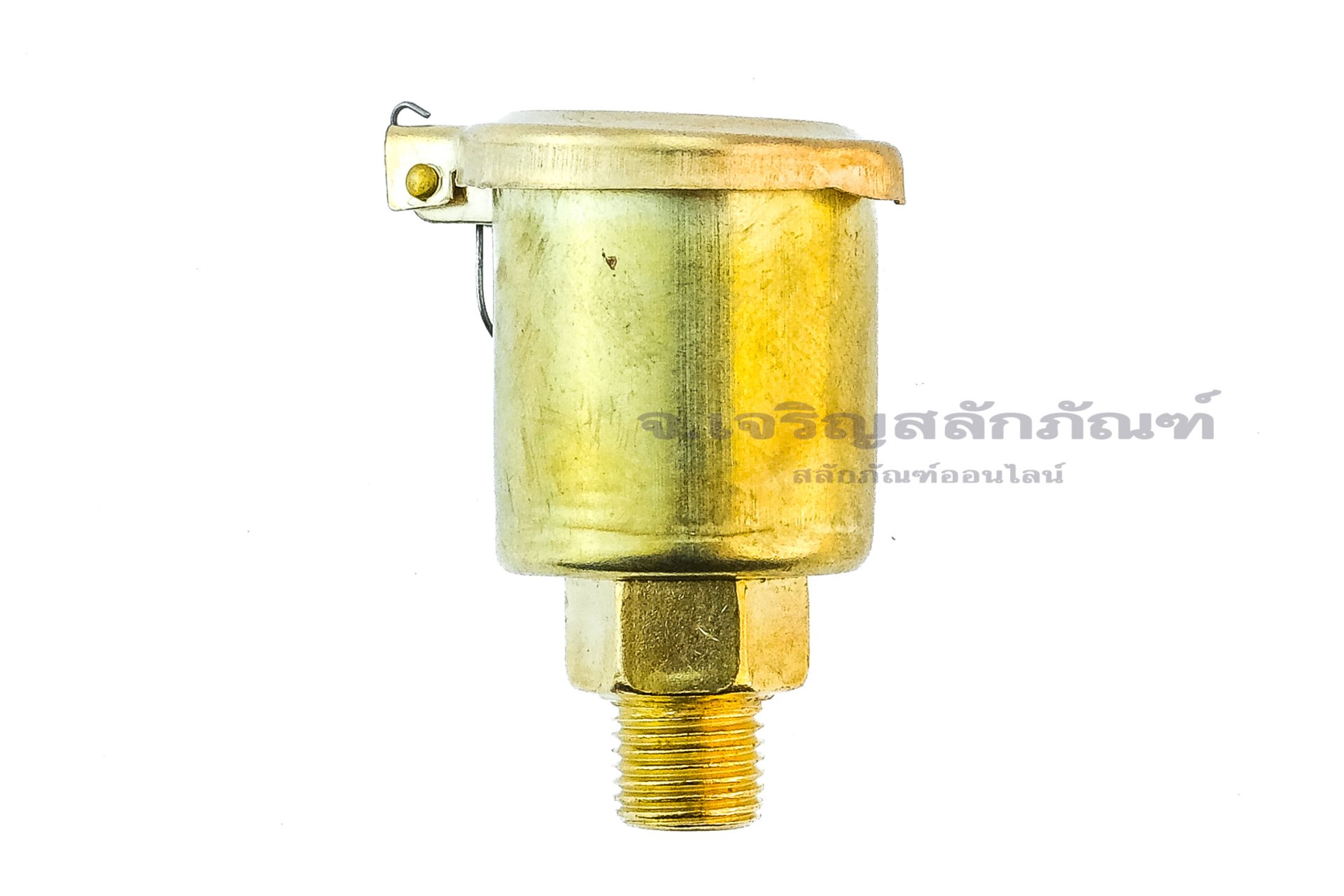 กาหยอดน้ำมัน ฝาสปริง ทองเหลือง แบบตรง  Spring Grease Oil Cup ความโตถ้วย 24.3 mm ยาว 44.3  mm ขนาดเกลียว M10x1.0
