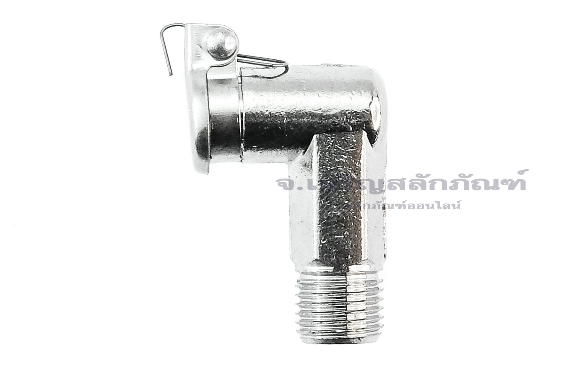 กาหยอดน้ำมัน ฝาสปริง ทองเหลืองชุบ แบบงอ 90° Spring Grease Oil Cup ความโตถ้วย 10 mm ยาว 21.7 mm ขนาดเกลียว M10x1.0