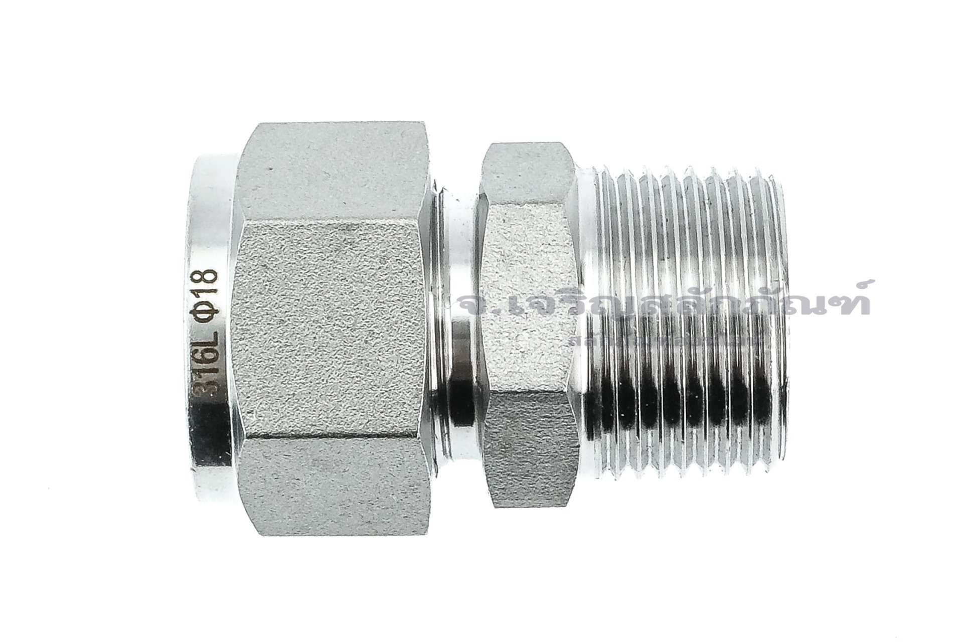 ข้อต่อตาไก่สแตนเลสเกรด 316 (เกลียวนอก x เสียบสาย) 3/4"x18 mm