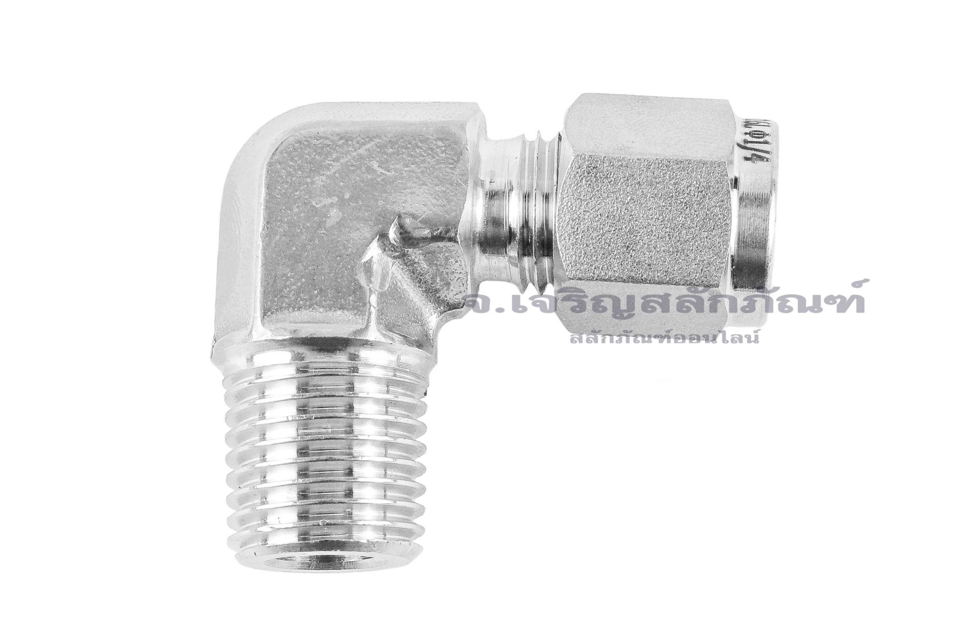 ข้อต่อตาไก่สแตนเลสเกรด 316 แบบงอ 90° (เกลียวนอก x เสียบสาย) 1/4"x 1/4"