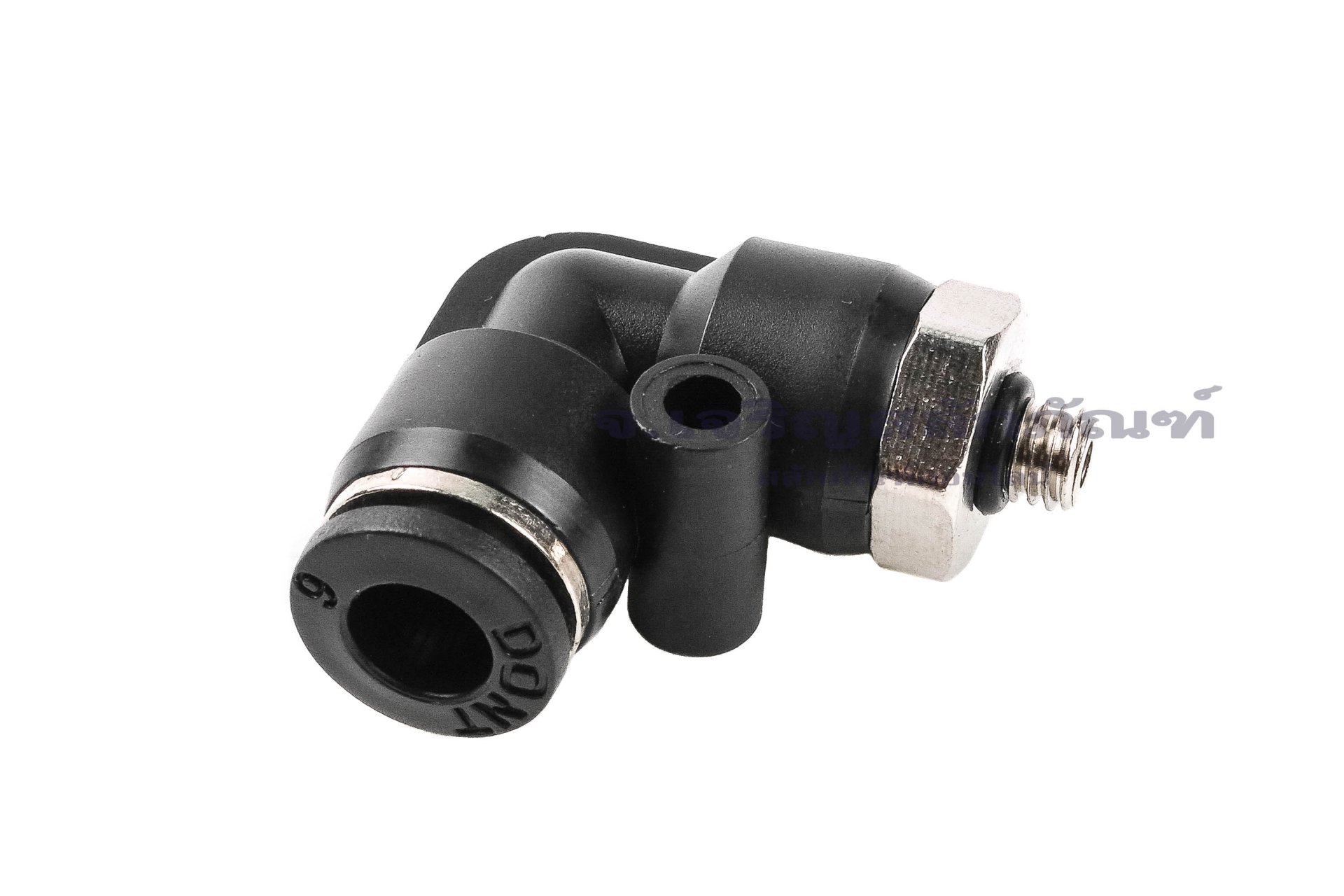 ข้อต่อลมแบบงอ 90° (เกลียวนอก x เสียบสาย) ขนาด M5x0.8x6 mm