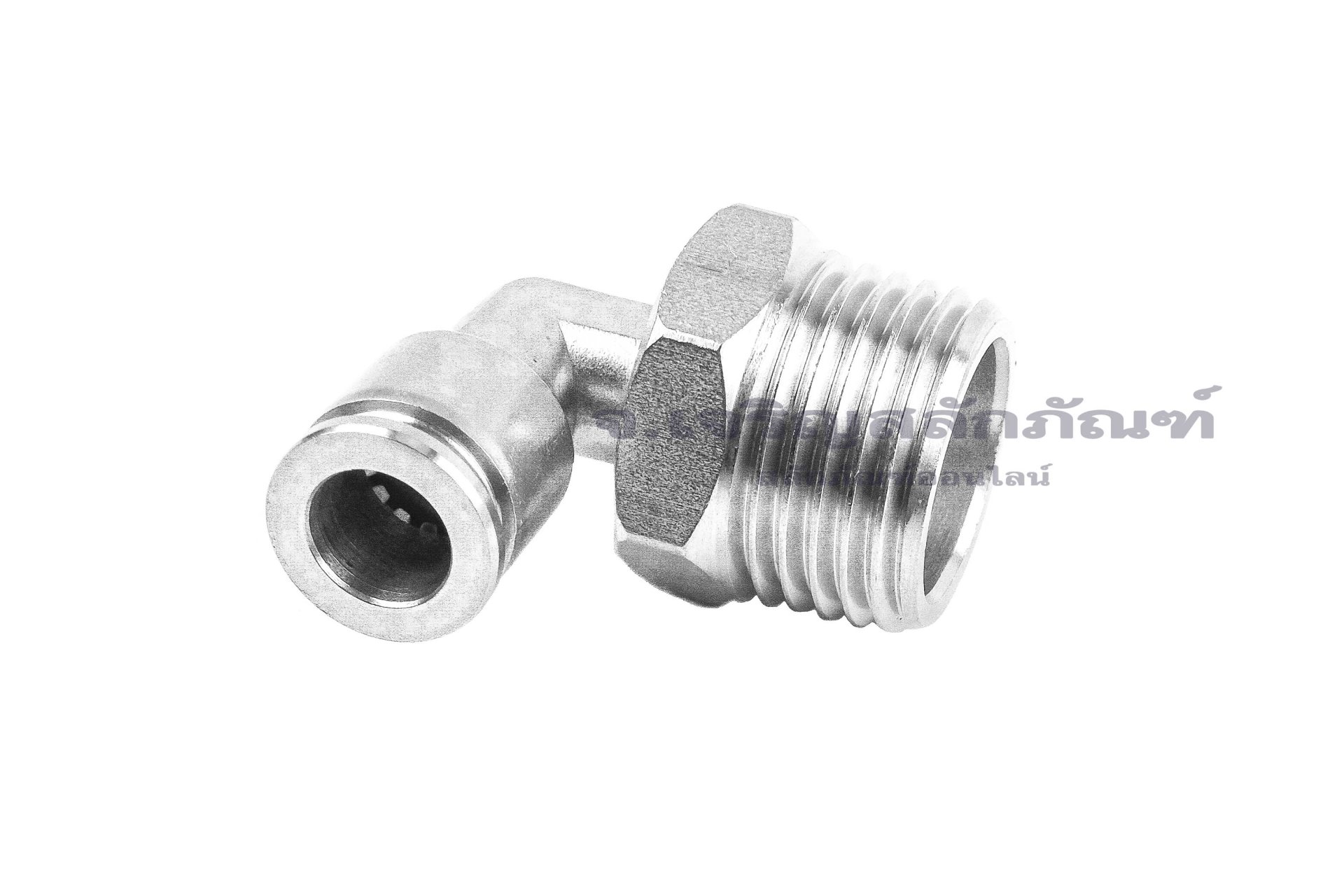 ข้อต่อลมแบบงอ 90° สแตนเลส 304 (เกลียวนอก x เสียบสาย) ขนาด 1/2" x 8 mm