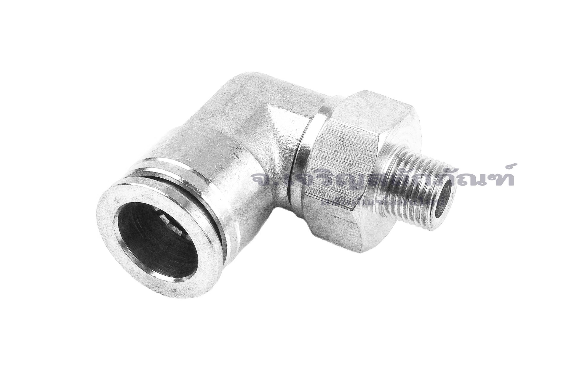 ข้อต่อลมแบบงอ 90° สแตนเลส 304 (เกลียวนอก x เสียบสาย) ขนาด 1/8" x 12 mm