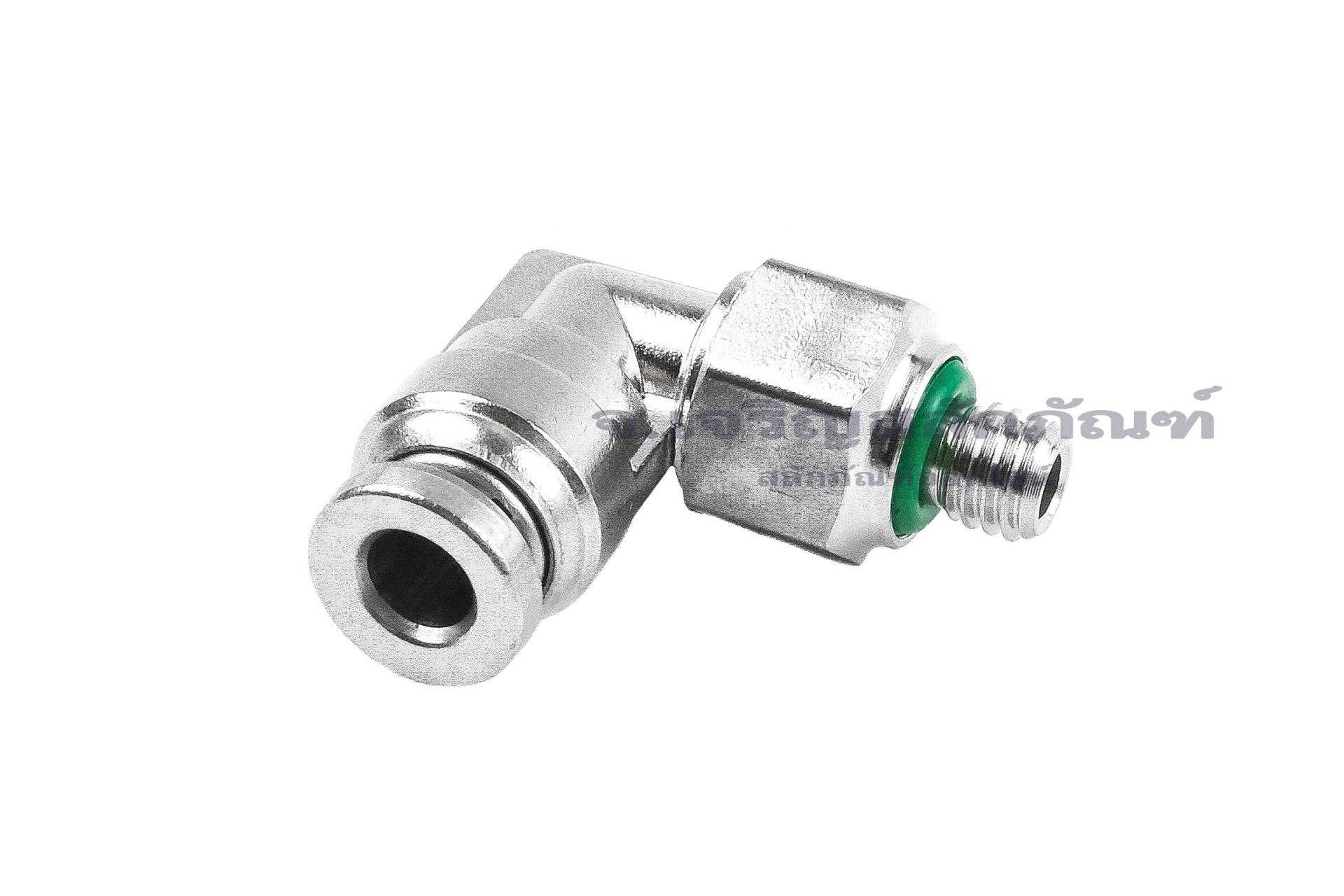 ข้อต่อลมแบบงอ 90° สแตนเลส 304 (เกลียวนอก x เสียบสาย) ขนาด M5x0.8 x 4 mm